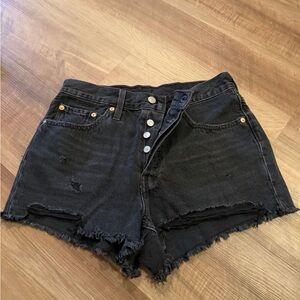 Levi's Black Frayed Jean Shorts